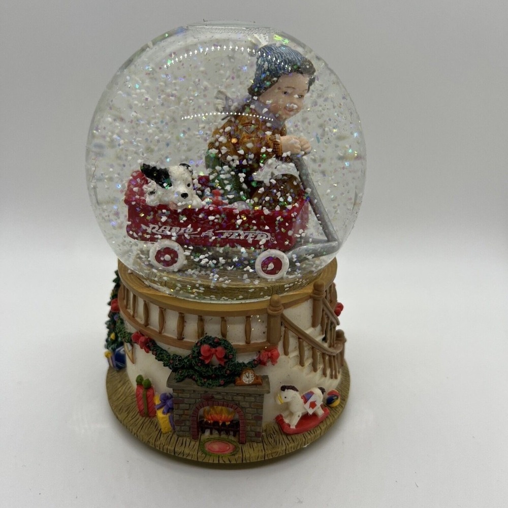 Vintage Radio Flyer‎ Musical Christmas Snow Globe Waterball EUC